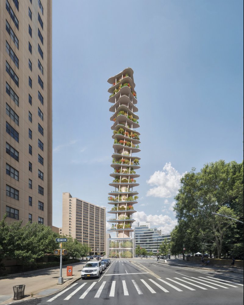 A striking urban landmark that rises above the cityscape, redefining green high-rise living in the heart of Manhattan.