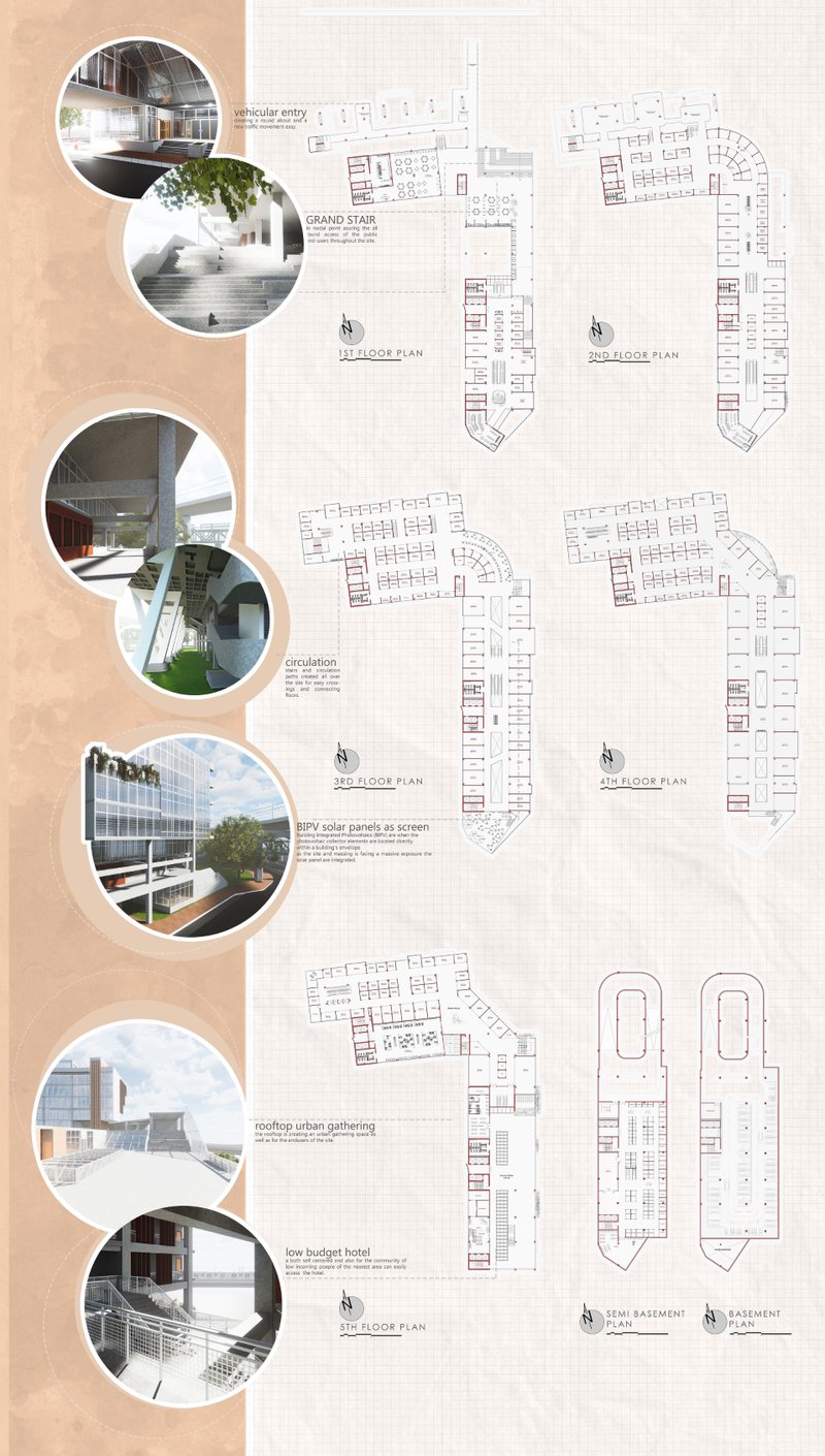 Multi-level circulation and adaptable floor layouts define Farmview’s pedestrian-focused mixed-use architecture, integrating retail, office, and hospitality.