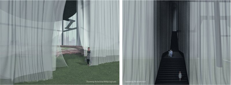 Visitors experience shifting layers of light and shadow.