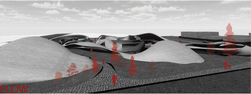 A fluid landscape of biophilic architecture blending with Boa Vista’s natural terrain — merging built form and earth as one continuous flow.