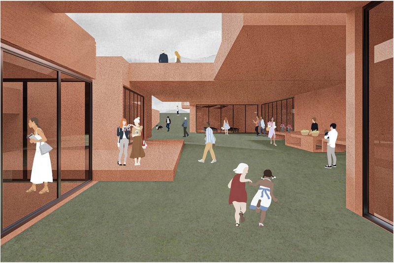 Open, shaded courtyards foster social gatherings and daily exchanges in a flexible urban landscape.