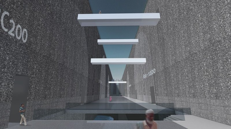 Floating platforms and filtered light create a meditative journey through shadow, scale, and spatial illusion.