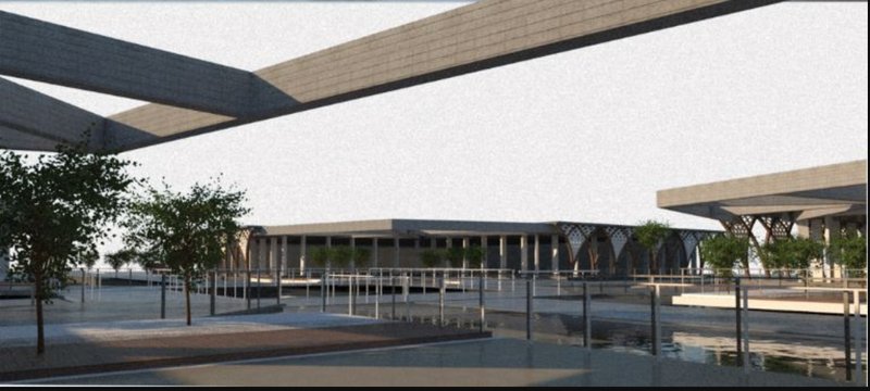 A contemporary reinterpretation of Mughal spatial order through open courtyards and shaded promenades.