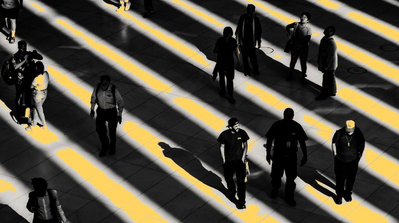 Exploring human movement and perception through light, pattern, and contrast.