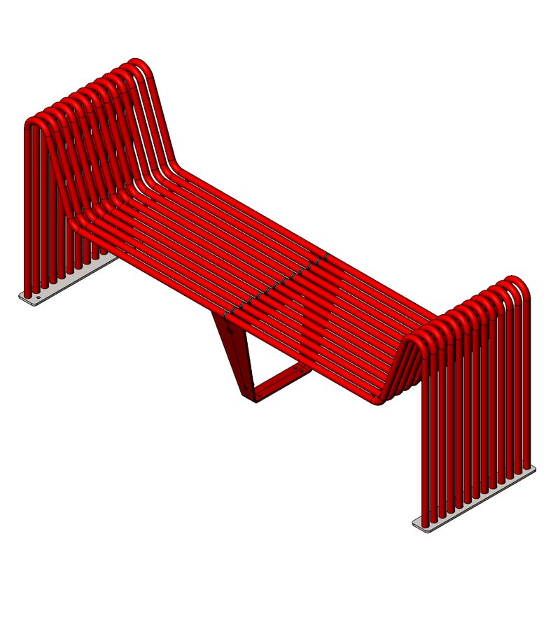 Dynamic curvature integrating two seating zones with fluid transition between levels.