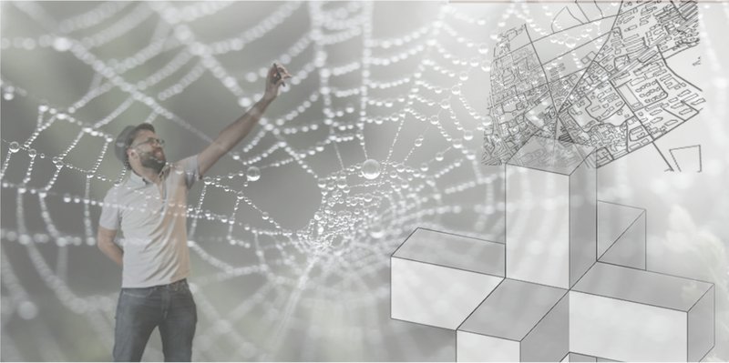 Design inspiration drawn from the geometry of a spider’s web, symbolizing connectivity and spatial adaptation.