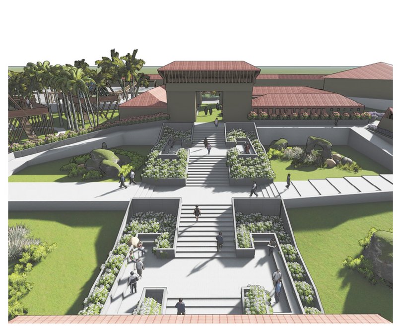 A reinterpretation of Kerala’s traditional ‘Padippura’ gateway that marks entry into the creative precinct, blending vernacular symbolism with contemporary use.