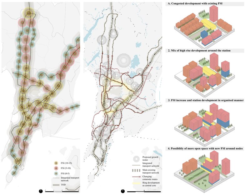 Mapping the evolution of FSI and density around Mumbai’s transit nodes through integrated, transport-oriented growth patterns.