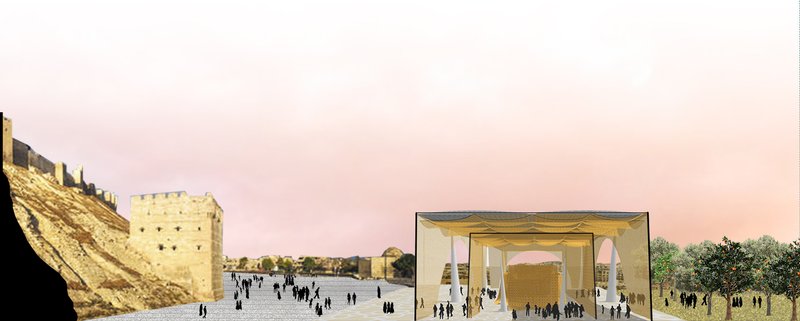 A monumental yet lightweight canopy near the Citadel, designed to host collective events and public life.
