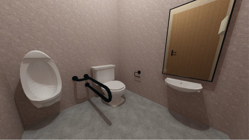 Universal-access restroom facilities ensure inclusivity and comfort for all bridge users.