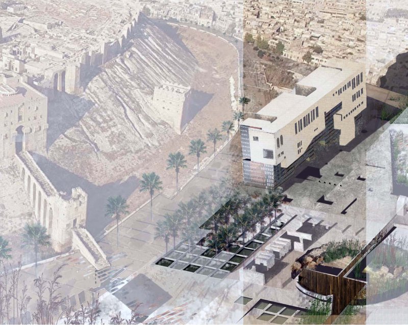 The Cross Point aligns with Aleppo’s ancient Citadel axis, stitching new architecture into the historic terrain.