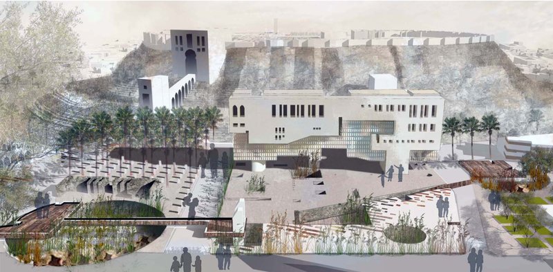 Blending nature, ruins, and new architecture to create a therapeutic civic ground for post-war recovery.