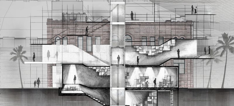 A multi-layered sectional study revealing the interplay of circulation, light, and contemplative spatial transitions.