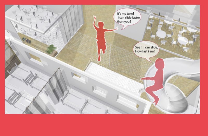 An elevated play deck with slides and nets fosters movement, confidence, and joyful interaction.