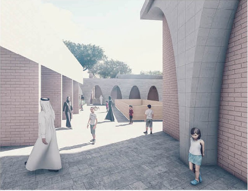 Arched masonry thresholds reconnecting people with traditional Syrian architectural language.