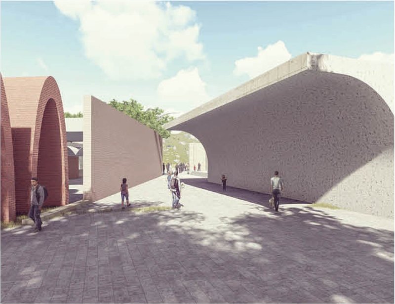 A lively pedestrian courtyard encouraging social interaction and communal continuity.