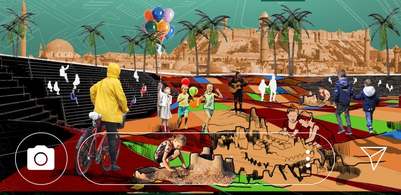 A democratic landscape shaped from debris and memory, offering a colorful public ground where communities gather, play, and heal.