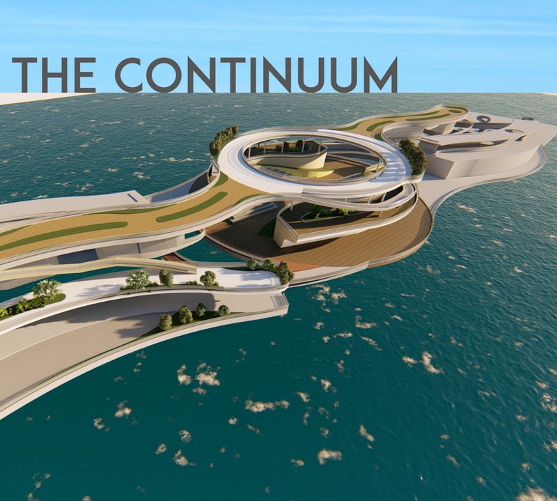 A sweeping aerial view capturing the project’s fluid, interconnected coastal master plan.