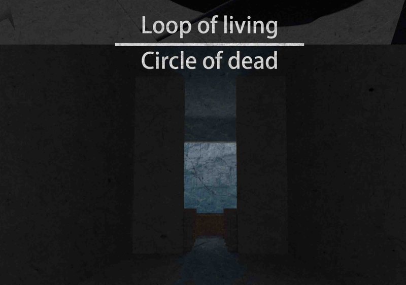 Entry passage to the funeral hall—a threshold space where visitors transition from the chaos of life to solemn reflection.