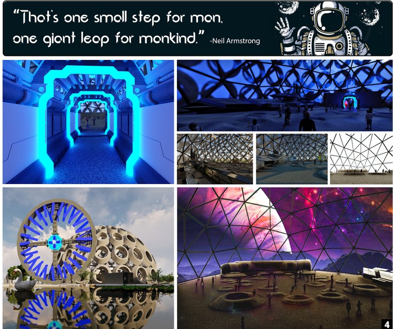 From portal entryways to training labs and cosmic lounges, every zone contributes to a multisensory space odyssey.