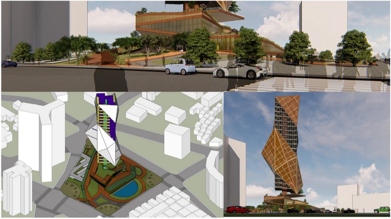 Lush terraces and transparent facades connect nature and built form at the public levels.