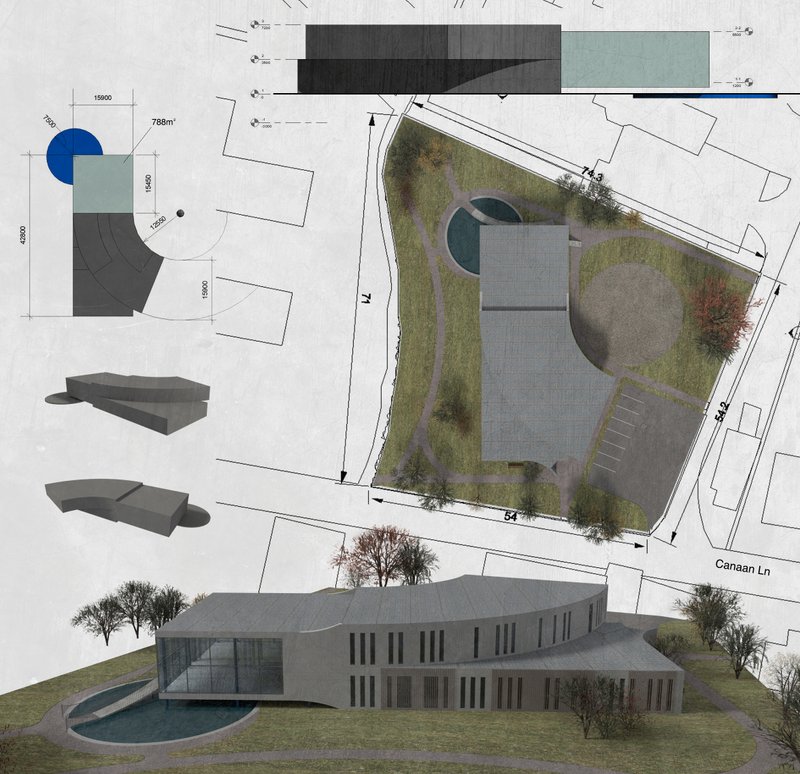 Therapeutic architecture embracing openness, soft paths, and water as healing elements.