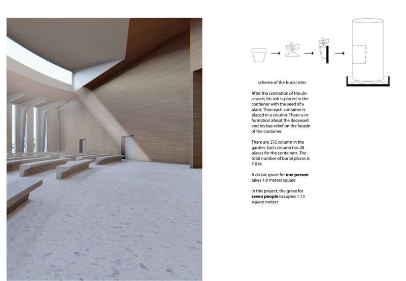 Sunlit interior of the ceremonial hall emphasizes calmness, reflection, and spatial clarity.