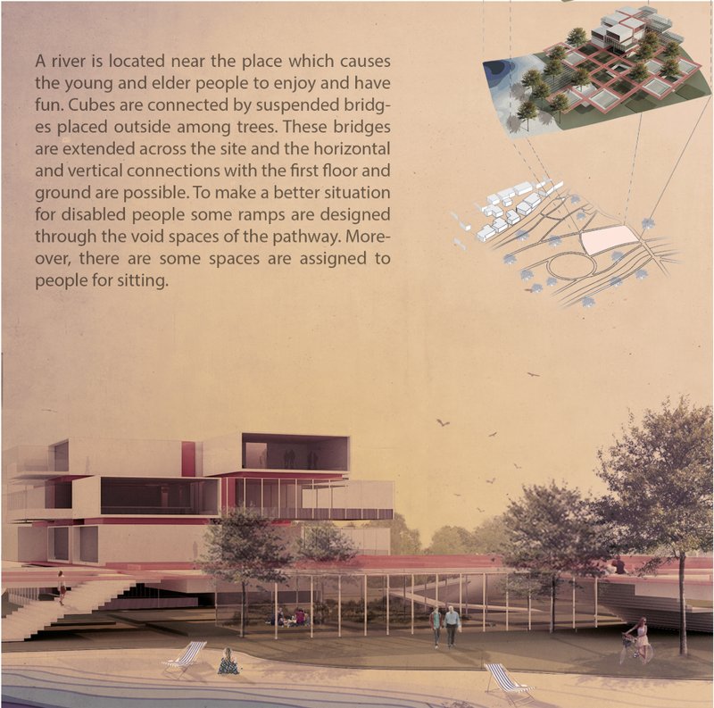 Suspended bridges and riverside landscaping foster inclusivity, accessibility, and shared leisure.