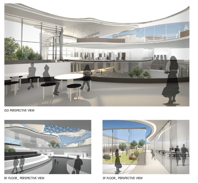 Cross-section highlighting spatial transitions between core, garden, and urban edge.