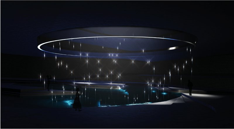 Ashes become dissolving stars, suspended above water in a symbolic farewell.