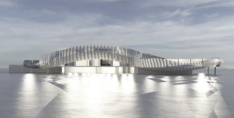 Fluid envelope shaped by the golden ratio wraps the therapy center in soft, calming curvature.