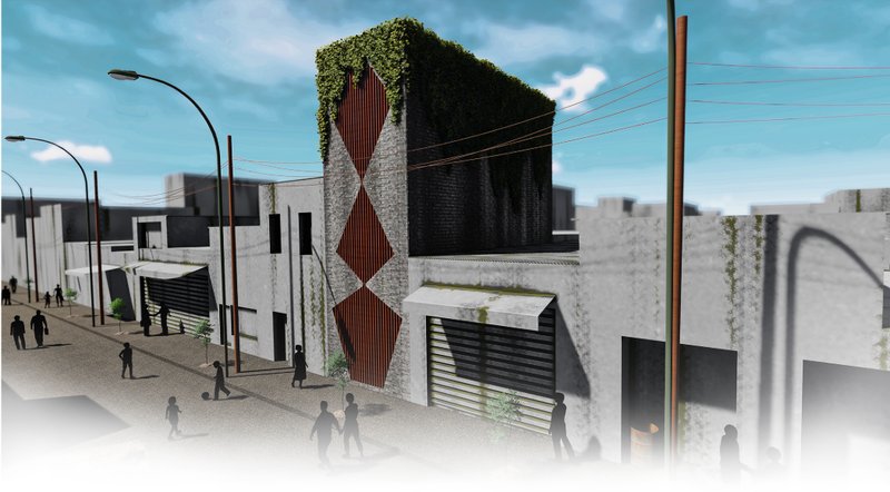 The Tilet-inspired façade blends Ethiopian cultural identity with vertical greenery in this compact urban home design.