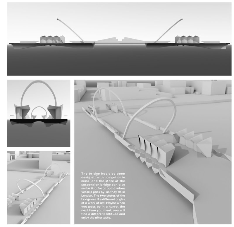 Dual states of the bridge serve as kinetic public art, responding to navigation and enriching the urban skyline.