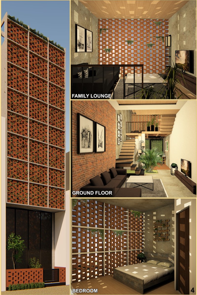 Brick jaali patterns, warm interiors, and a family-oriented layout blending tradition with modern living.