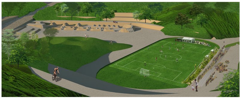 Landscape Park doubling as a sports ground and community hub during dry seasons.