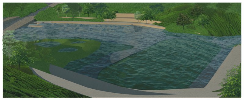 Park transformed into a large reservoir during monsoons, preventing urban flooding.