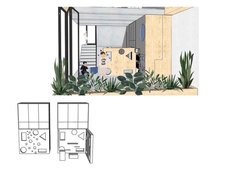 A playful, green-filled environment for children to learn and interact safely.