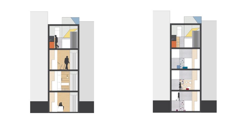 Showcasing compact, efficient modular living across multiple floors.