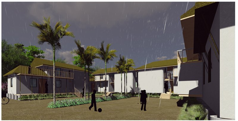 Innovative shared system with modular containers for storage, ventilation, and purification.