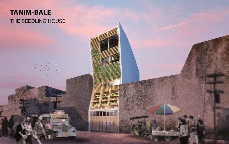 The Tanim-Bale Seedling House stands tall in Metro Manila, blending vertical farming with sustainable architecture.
