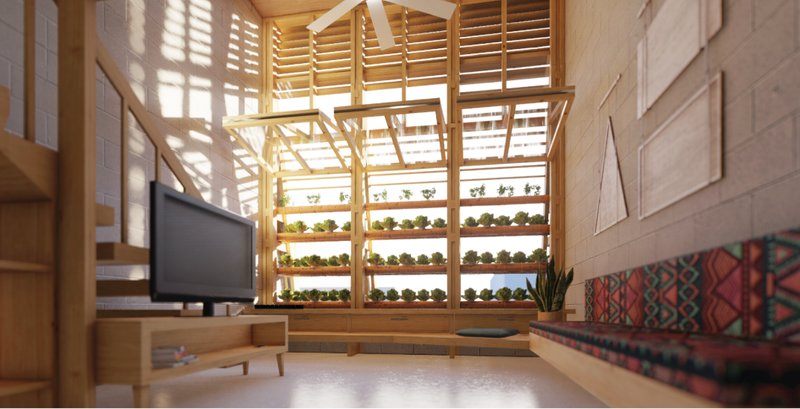 Hydroponic walls bring greenery indoors, improving air quality while creating a healthy and resilient urban home.
