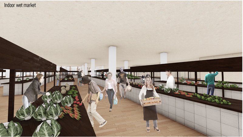 A vibrant space where fresh produce connects farmers and city dwellers under one roof.