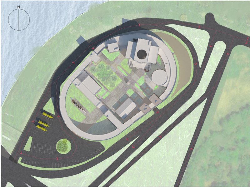 Circular masterplan inspired by the Pantheon, organizing the lunar knowledge complex.