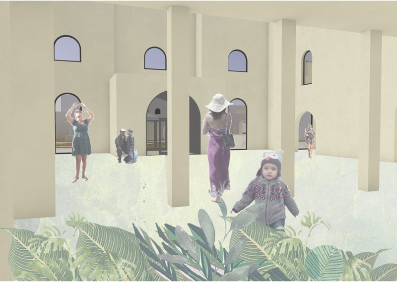 Monumental entrance hall reinterpreting classical arches in a modern cultural space.