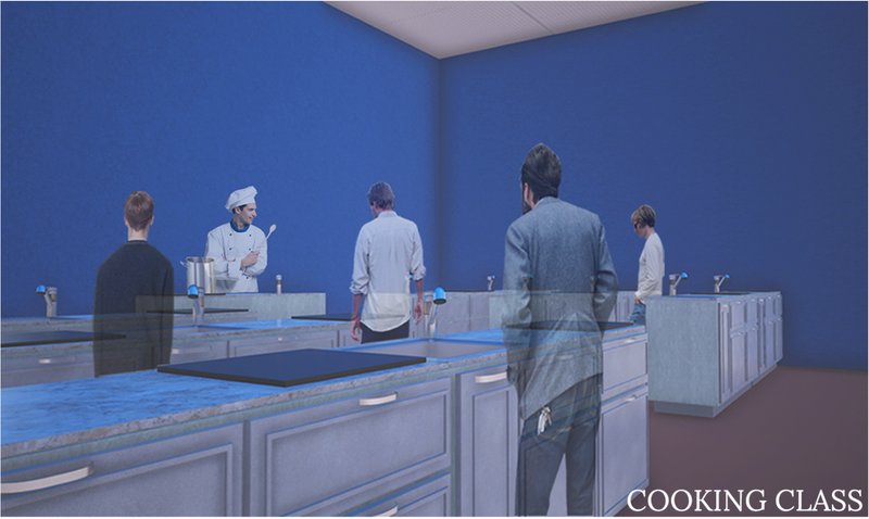 Interactive cooking classrooms foster direct engagement between chefs and community members.