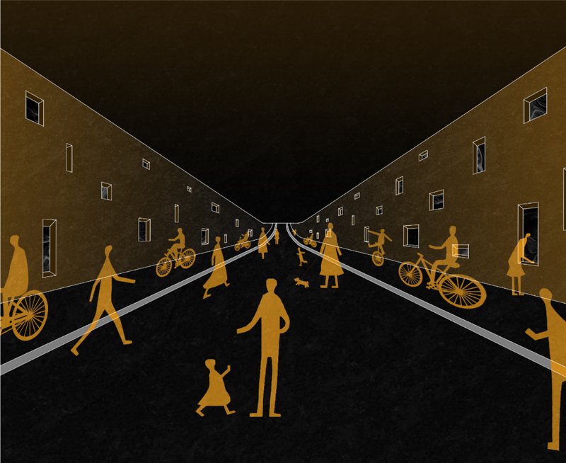 &nbsp; Interior perspective of the underwater passage activating vibrant public life.