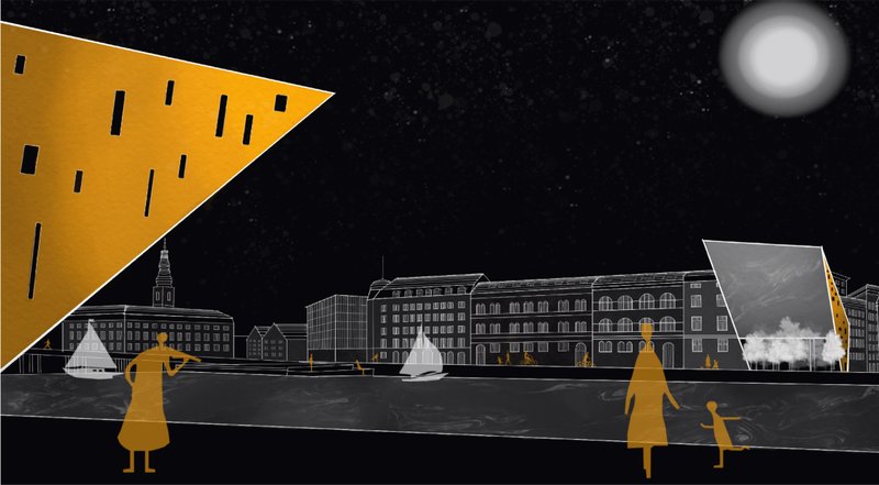 &nbsp; Waterfront view showing the dramatic inclined forms reshaping the urban skyline.