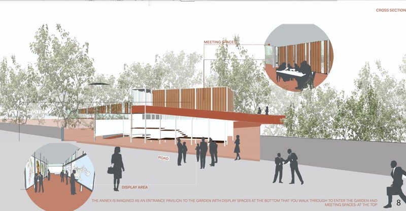 Exploded axonometric of the Area Councillor’s Office plug-in, embedding governance within everyday public infrastructure.