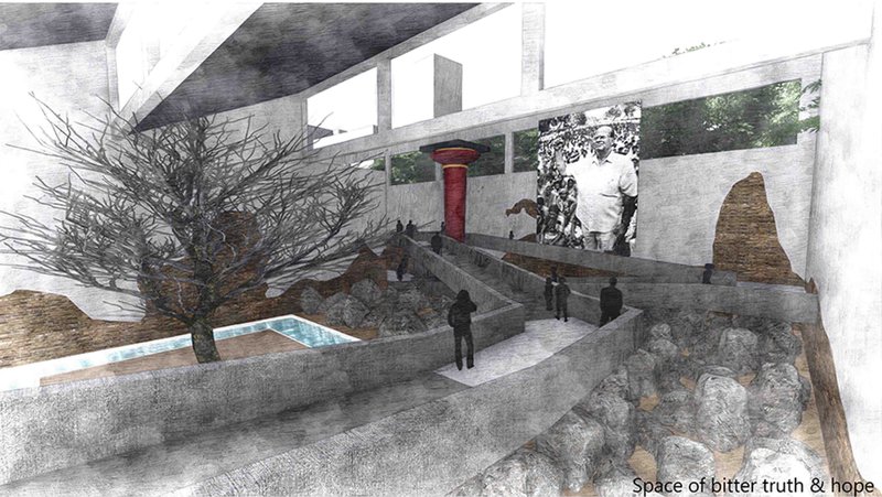 Suspended elements and haunting visuals reveal the human cost of industrial downfall.