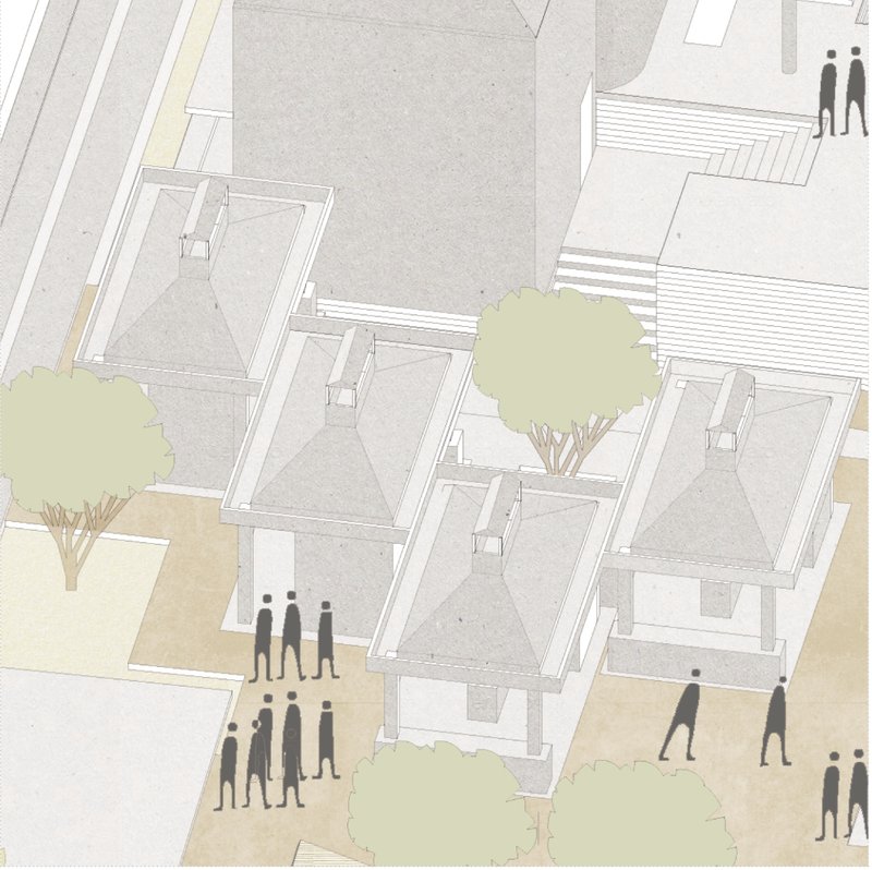 &nbsp; Cremation units embedded within a landscaped civic setting.